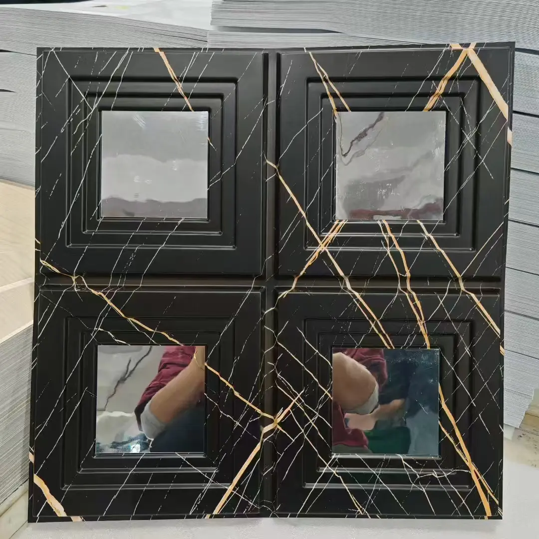 Zejing Decorative 50*50 cm Matt Black 3D PVC Geometric Wall Panels Household Hotel Living Room Dining Interior Graphic Design Wholesale D197镜面银.jpg