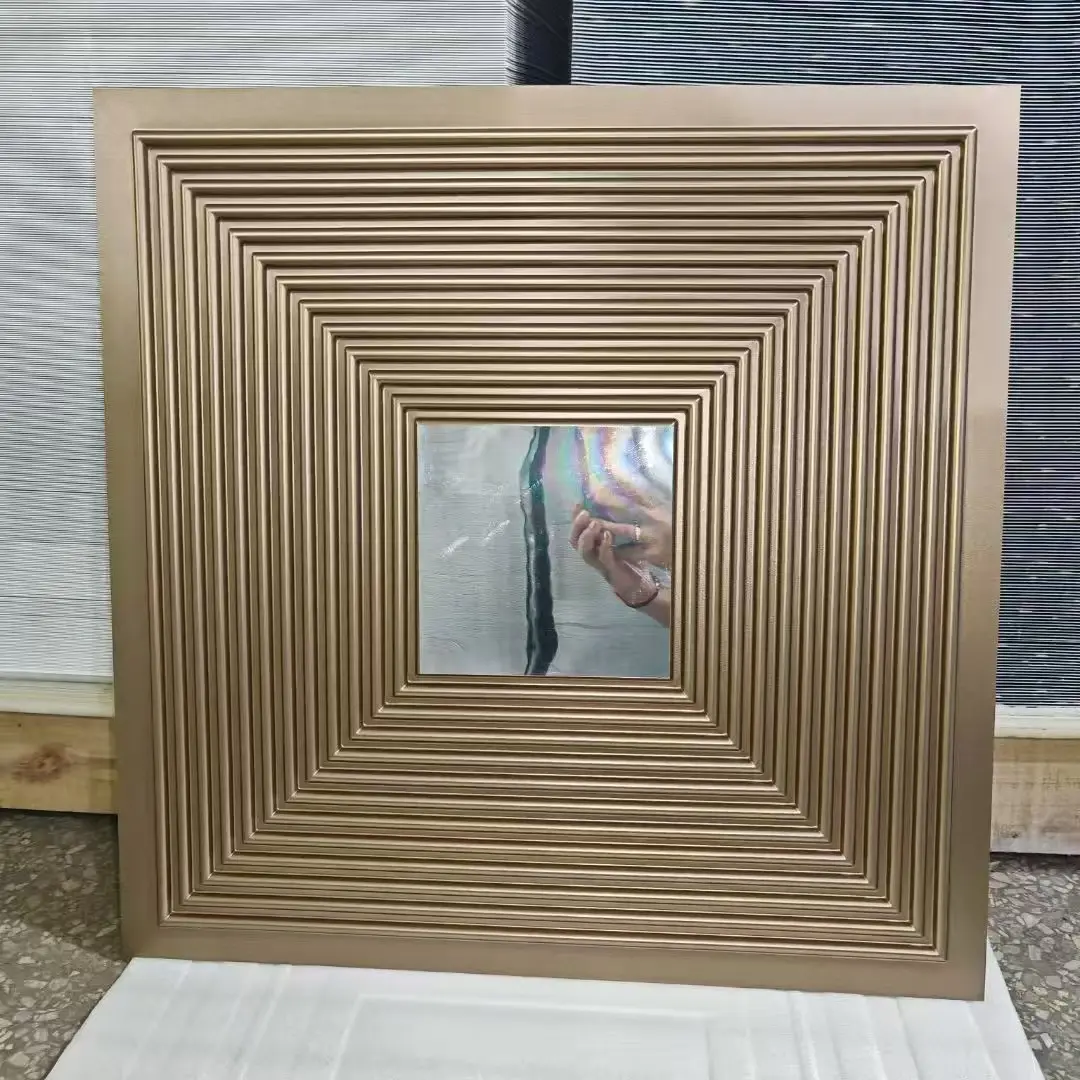 Zejing Customizable Multiple Sizes PVC 3D Wall Panels Modern Design for Indoor and Outdoor for Home Gym or Warehouse Luxury Hotel 3D Wall D182香槟金镜面.jpg