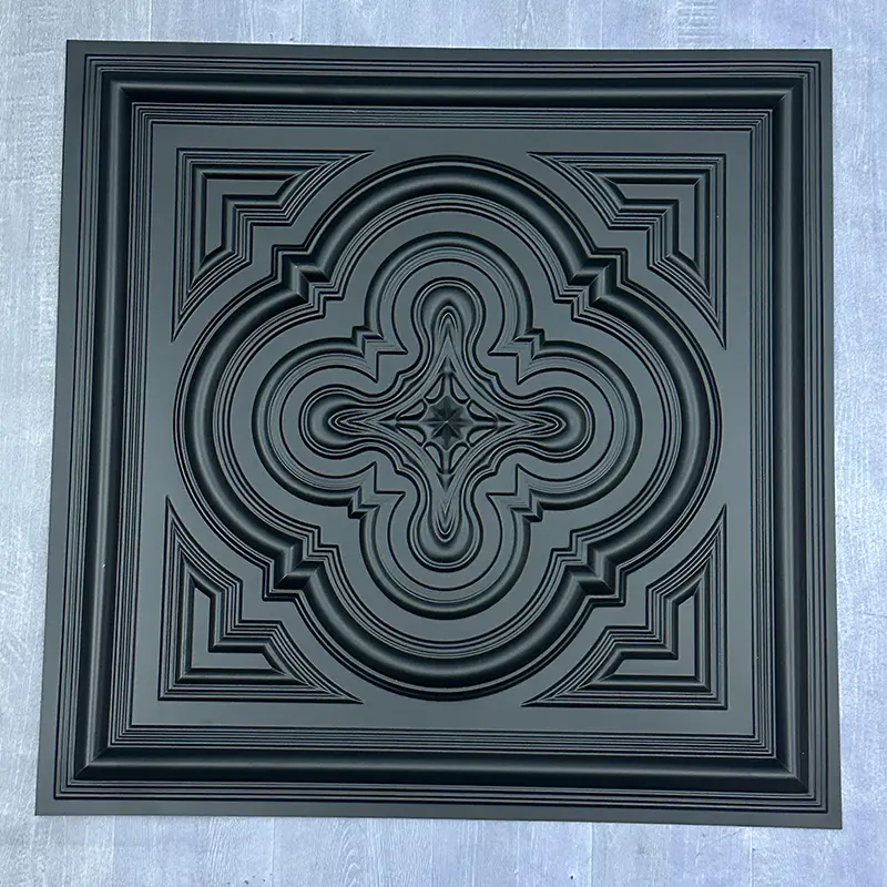 Zejing Black PVC 3D Embossed Waterproof Wall Panels Ceiling for Modern Interior Decoration Easy Installation For Hotels Malls Living Rooms Wholesale Price D232黑色.jpg